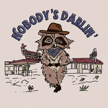 Load image into Gallery viewer, Cowboy Raccoon "Nobody's Darlin'" Water Bottle Sticker