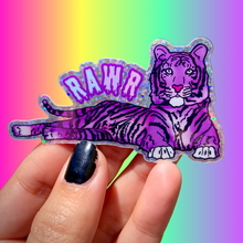 Load image into Gallery viewer, Purple Glitter Tiger Water Bottle Sticker
