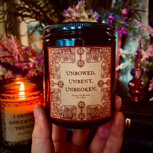 Load image into Gallery viewer, Game of Thrones Martel “Unbowed. Unbent. Unbroken” Customizable 8oz Soy Candle