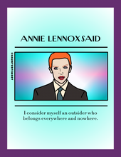 Load image into Gallery viewer, Annie Lennox "I consider myself an outsider.." Postcard