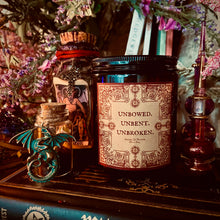Load image into Gallery viewer, Game of Thrones Martel “Unbowed. Unbent. Unbroken” Customizable 8oz Soy Candle