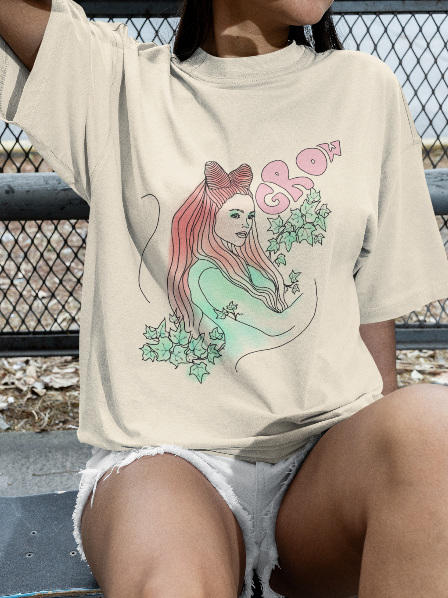 "Grow" Poison Ivy Vintage Style Unisex Tee (Cream)