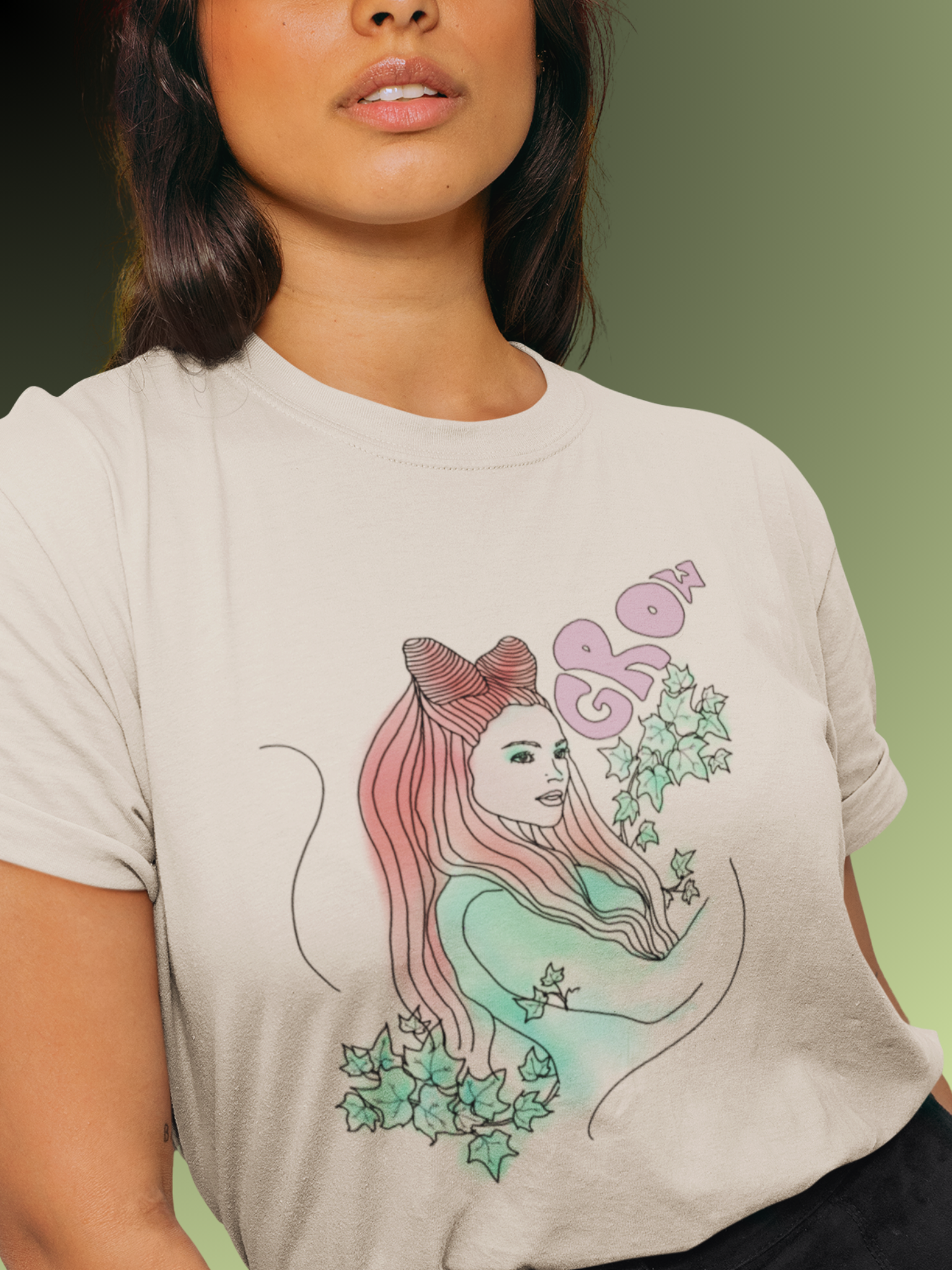 "Grow" Poison Ivy Vintage Style Unisex Tee (Cream)
