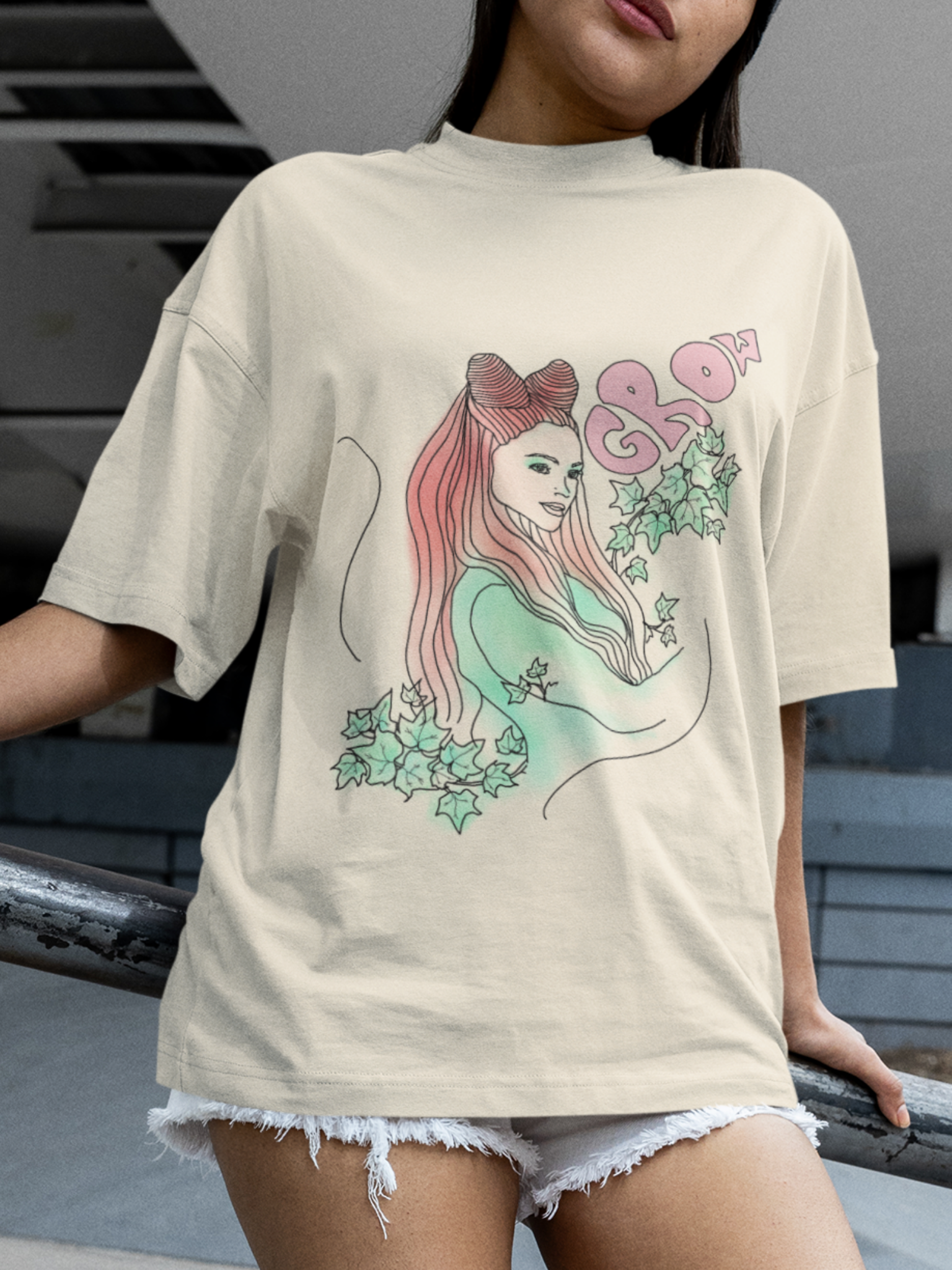"Grow" Poison Ivy Vintage Style Unisex Tee (Cream)