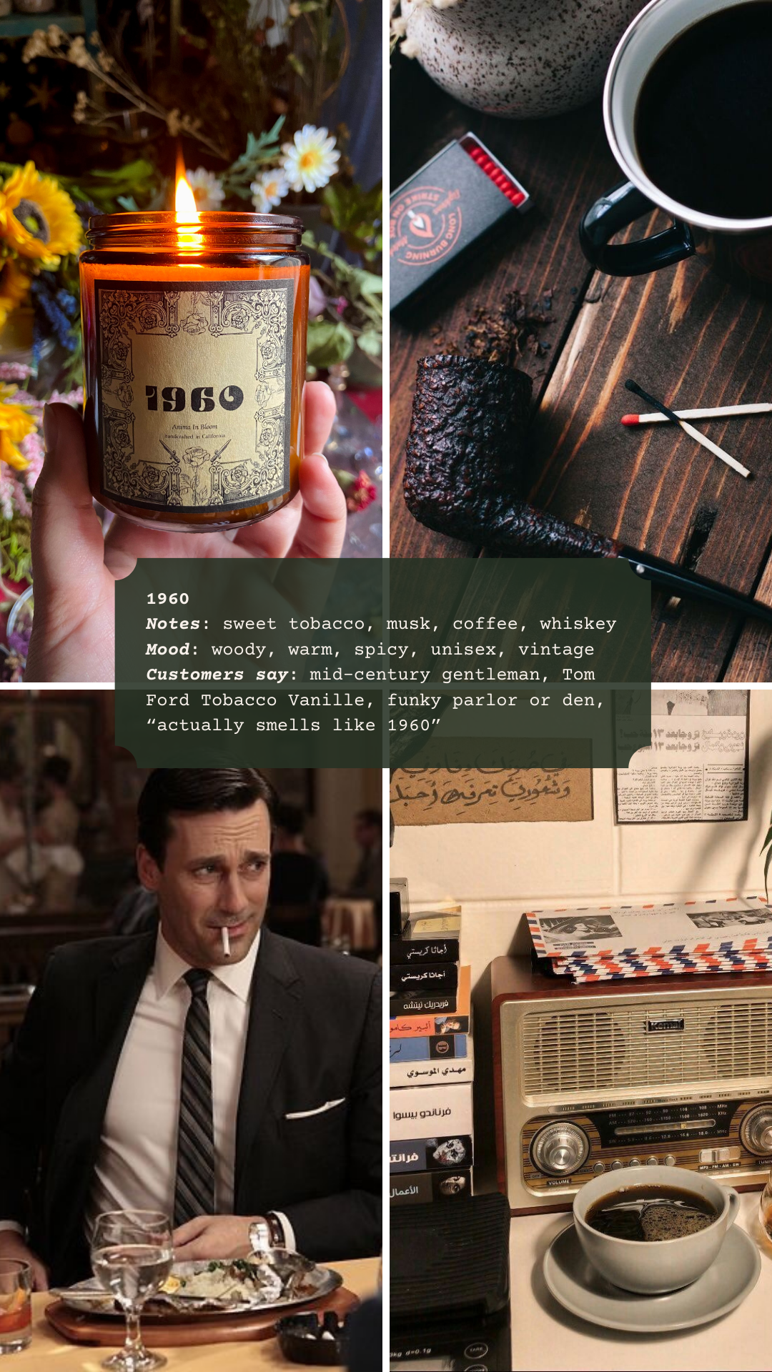 Sweet Tobacco & Musk “1960” 8oz Soy Candle
