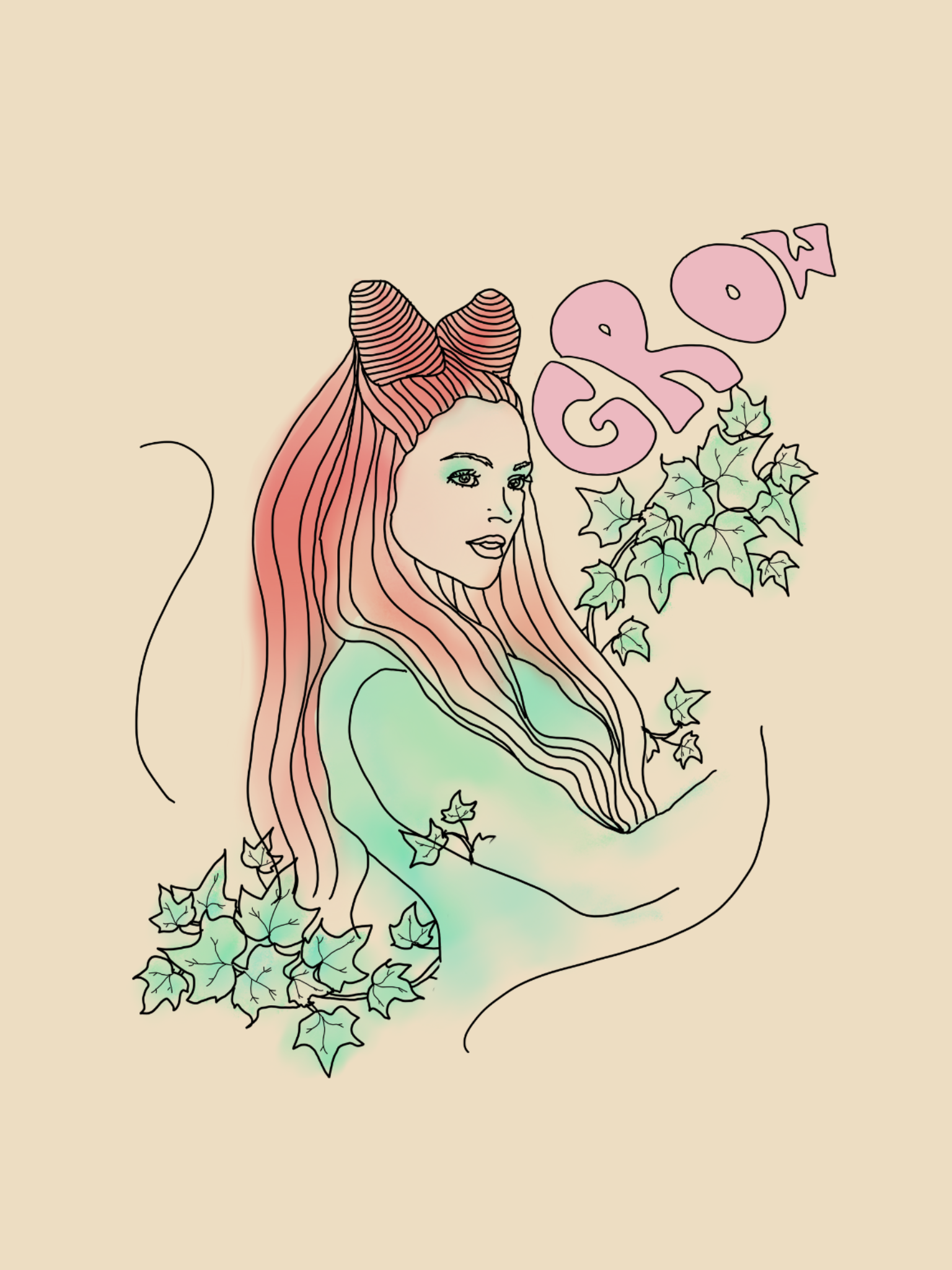 "Grow" Poison Ivy Vintage Style Unisex Tee (Cream)