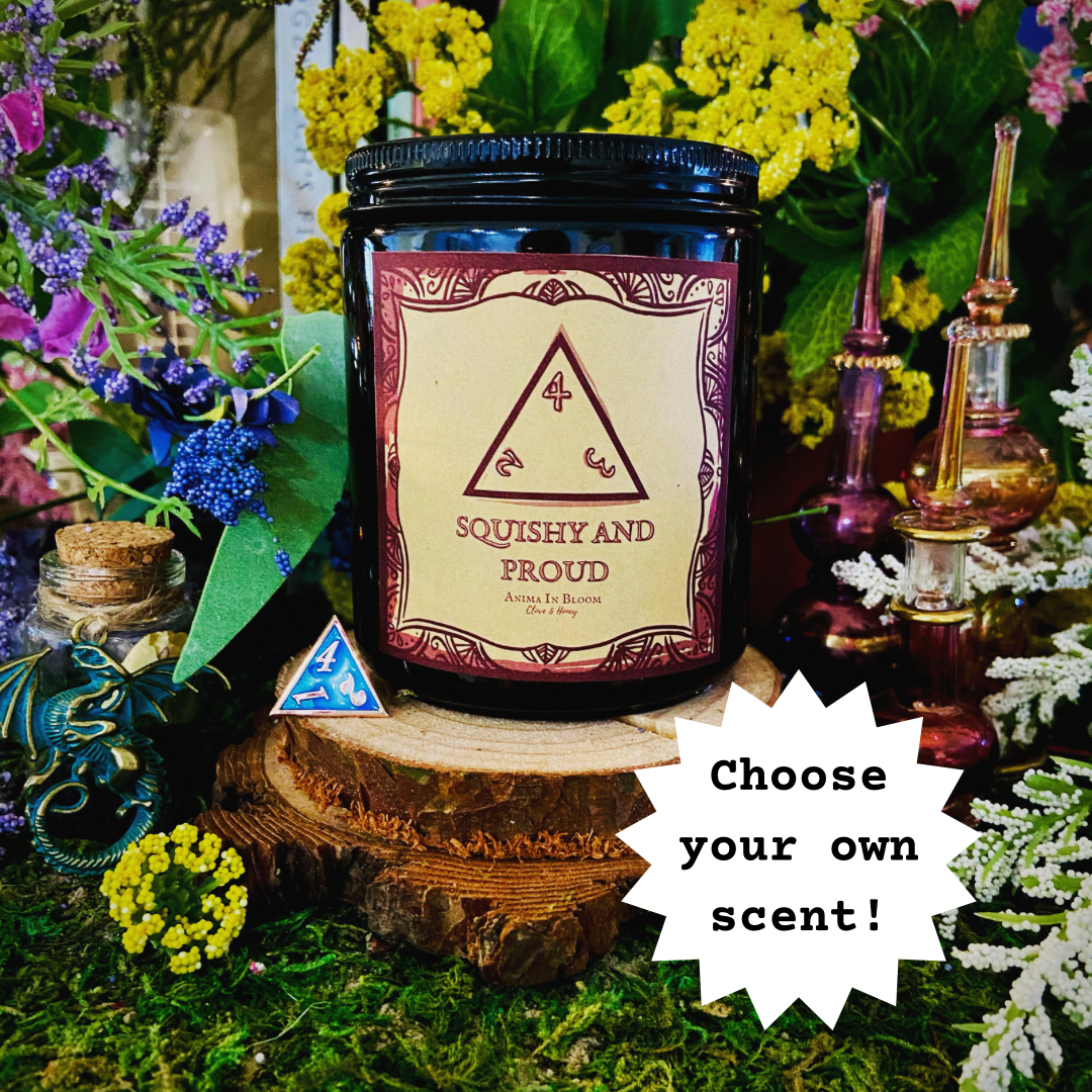 Dungeons & Dragons “Squishy and Proud” D4 8oz Soy Candle