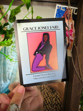 Load image into Gallery viewer, Grace Jones "I wasn't born this way. One creates oneself" Postcard