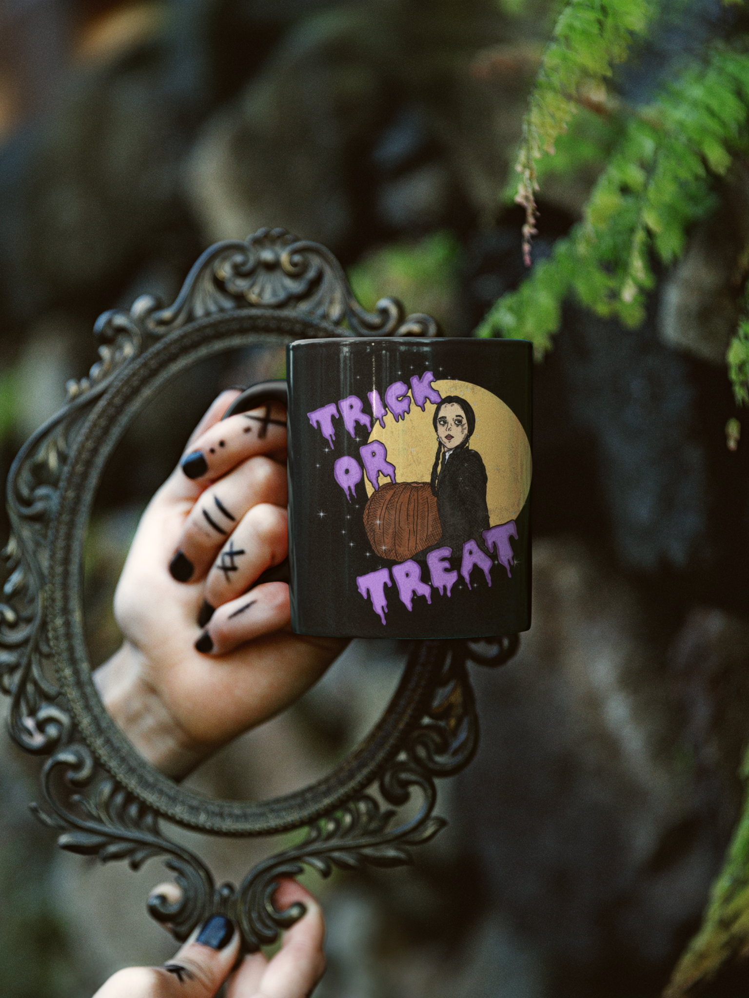 "Trick or Treat" Black Mug