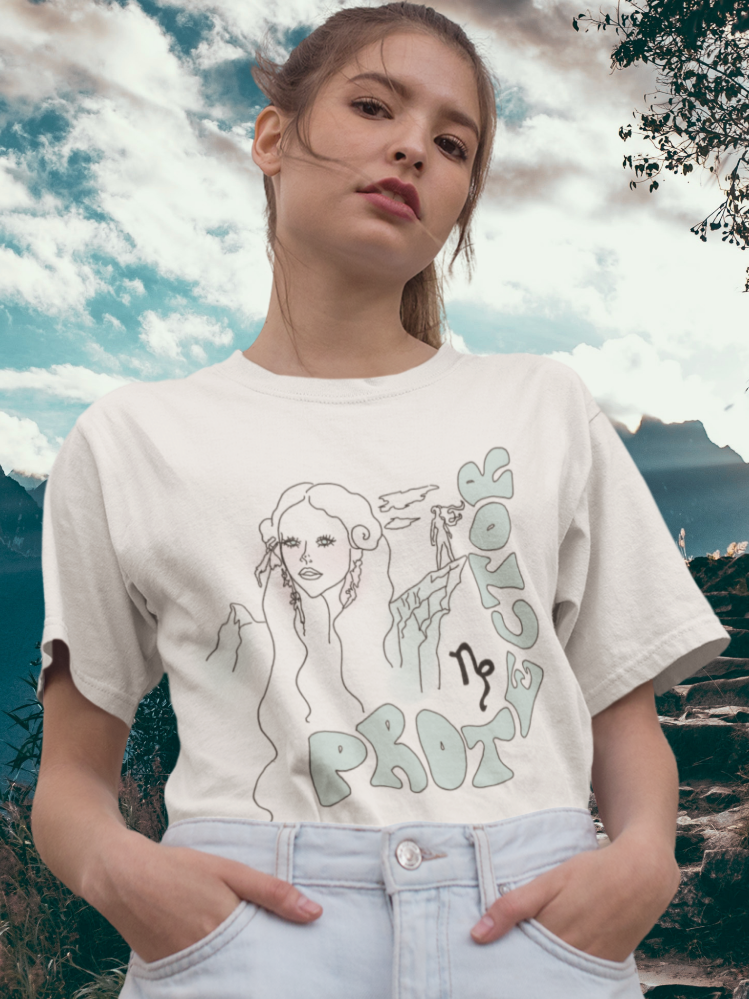 Capricorn  "Protector" Vintage Style Unisex Tee (cream)