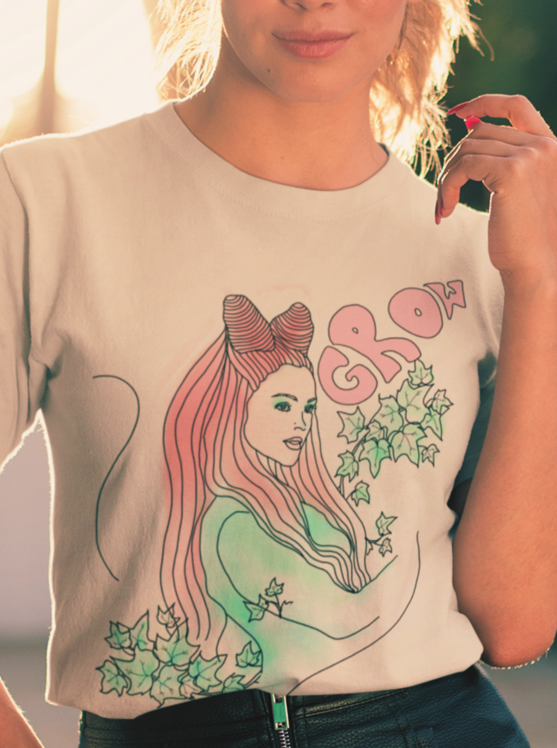 "Grow" Poison Ivy Vintage Style Unisex Tee (Cream)