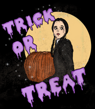 Load image into Gallery viewer, "Trick or Treat" Wednesday Addams Vintage Style Unisex Tee