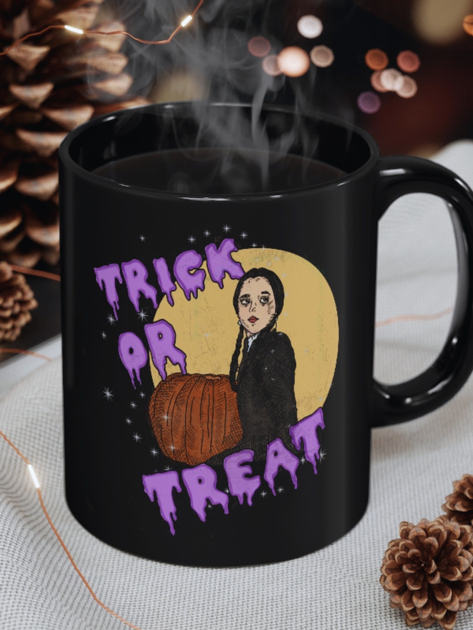 "Trick or Treat" Black Mug