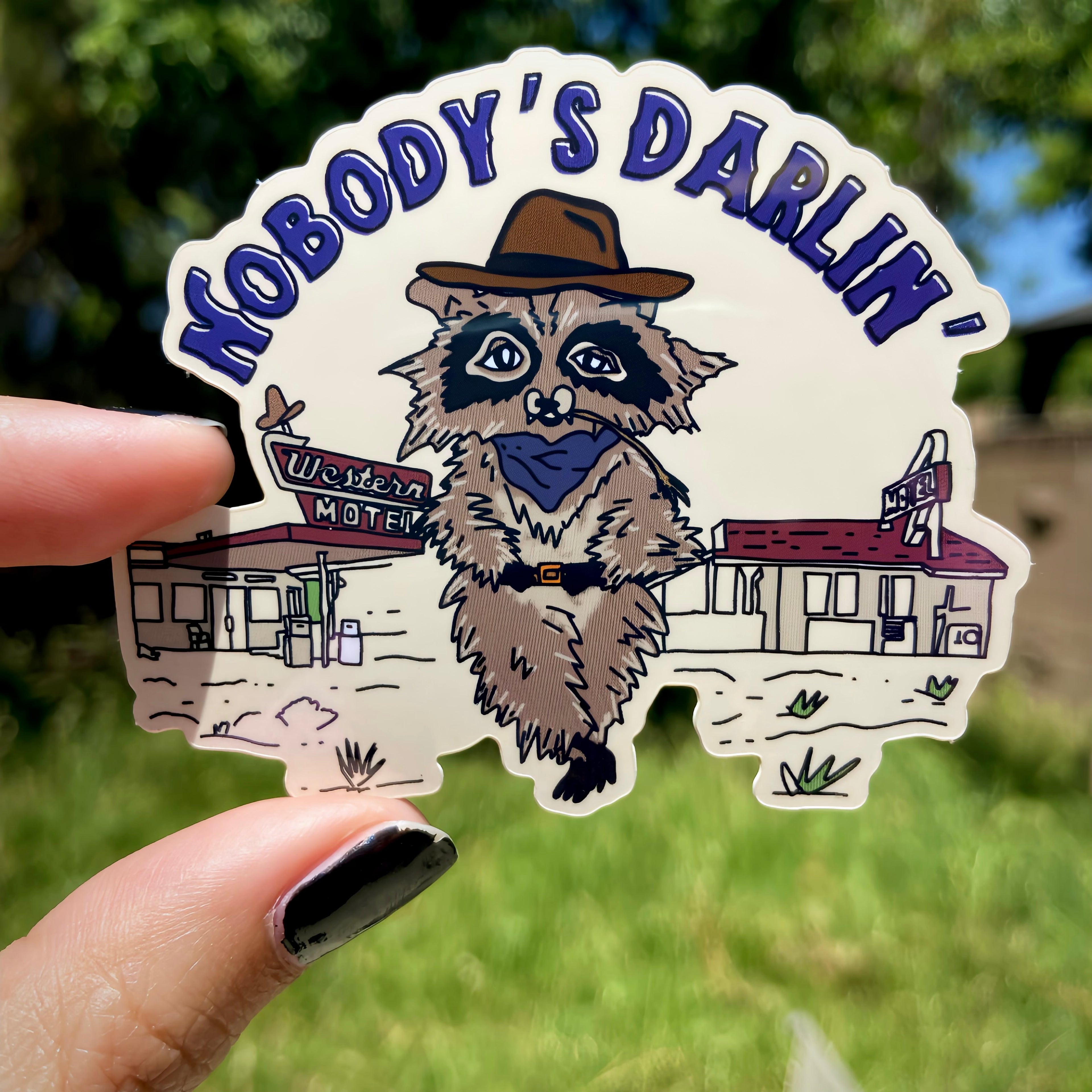 Cowboy Raccoon "Nobody's Darlin'" Water Bottle Sticker