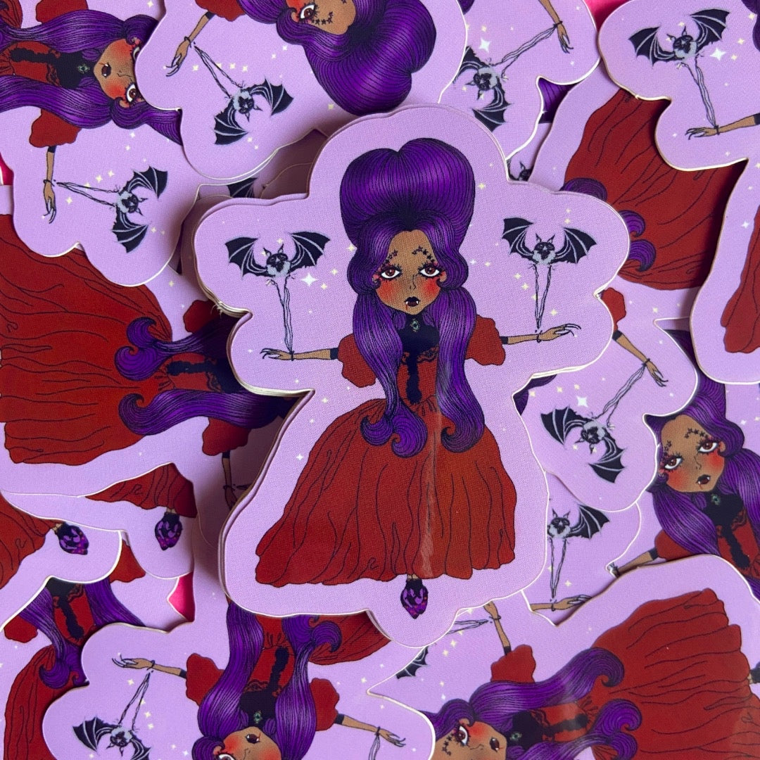 Cute Big Eyed Vampire Girl Waterproof Sticker