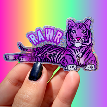 Load image into Gallery viewer, Purple Glitter Tiger Water Bottle Sticker
