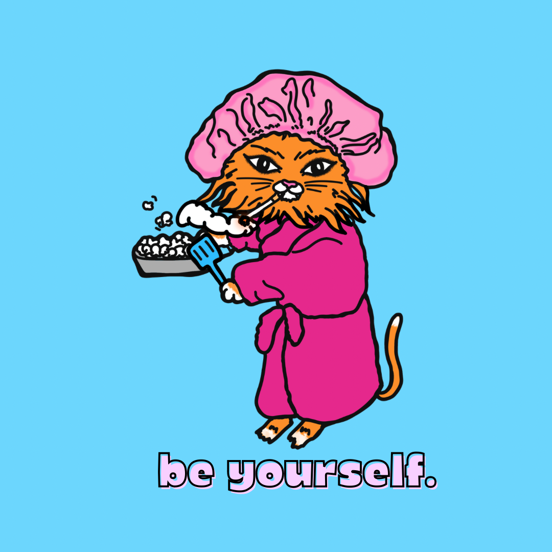 Smoking Orange Kitty Water Bottle Sticker