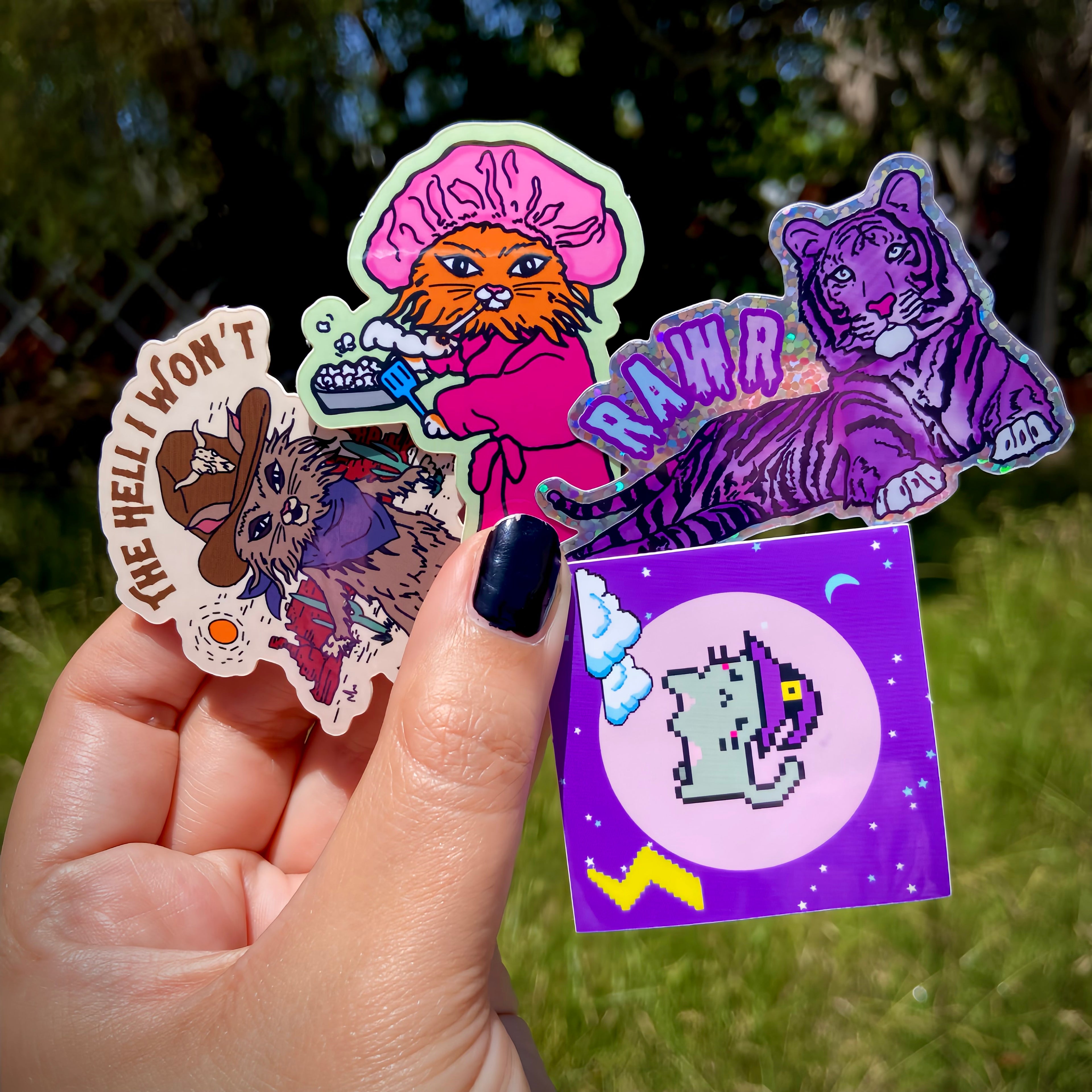 Smoking Orange Kitty Water Bottle Sticker