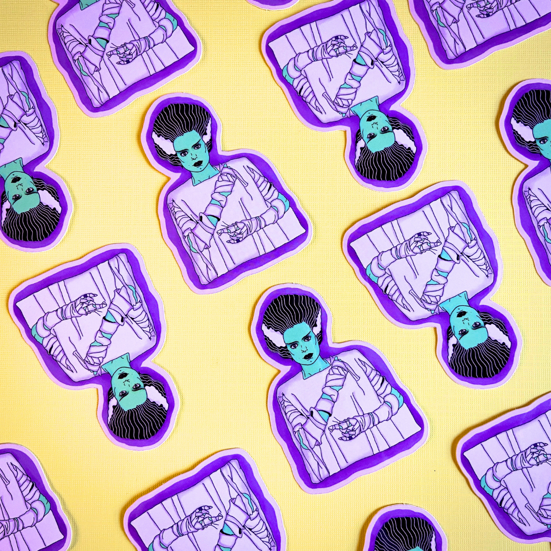 Bride of Frankenstein Water Bottle Sticker