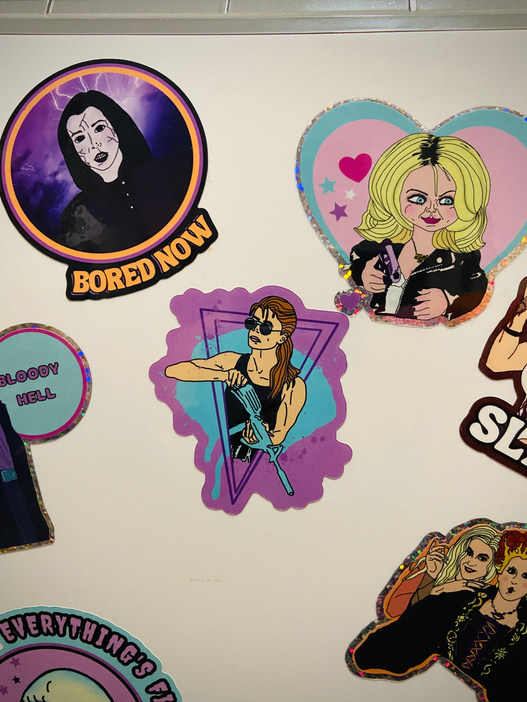 Vaporwave Sarah Connor T2 Water Bottle Sticker