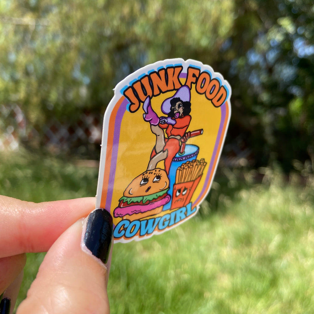 Junk Food Cowgirl Water Bottle Sticker