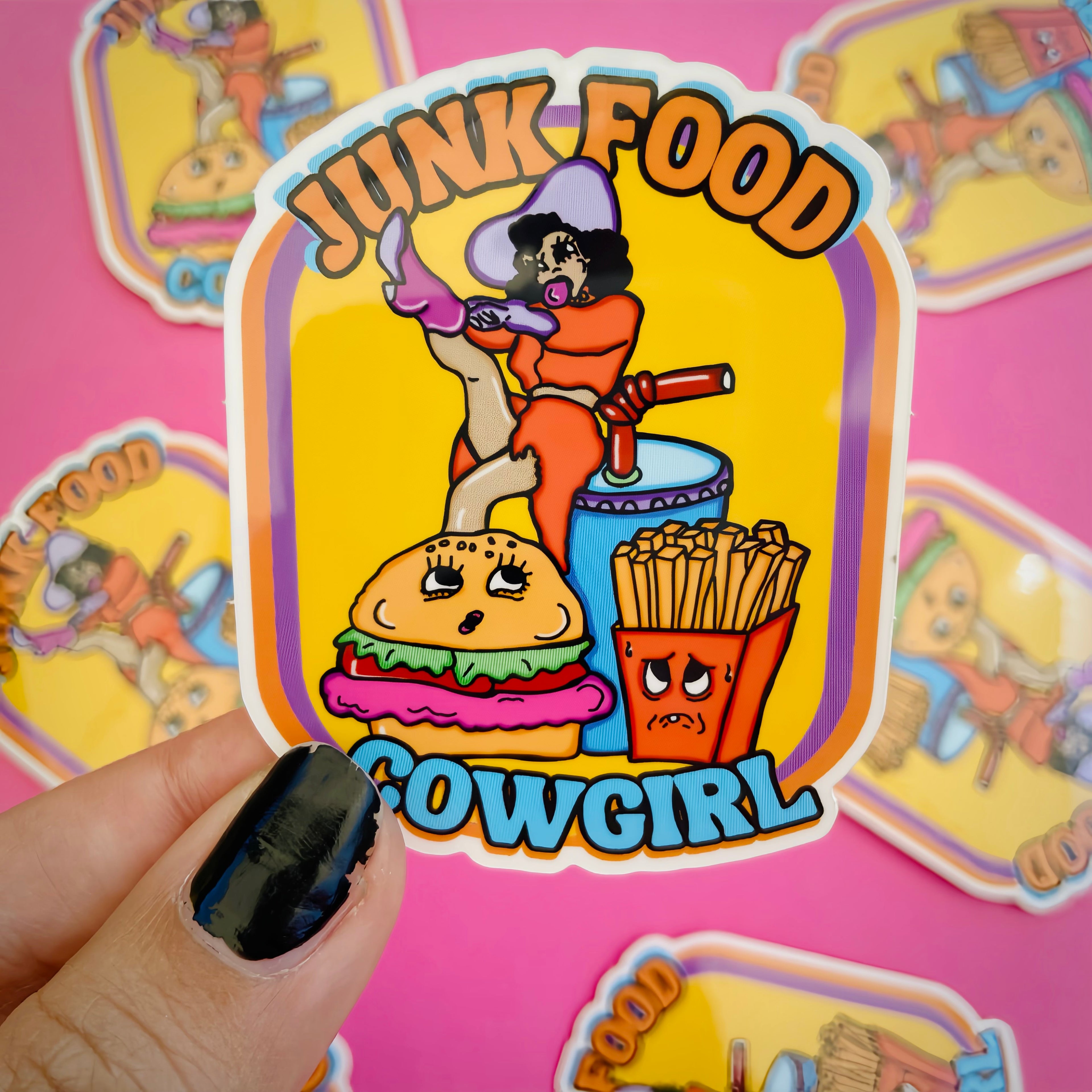 Junk Food Cowgirl Water Bottle Sticker