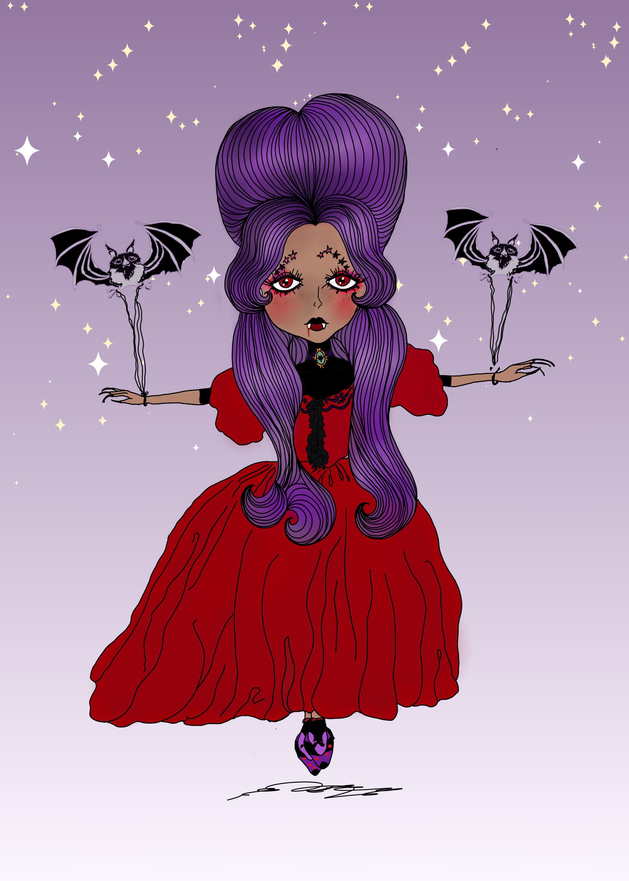 Cute Big Eyed Vampire Girl Waterproof Sticker