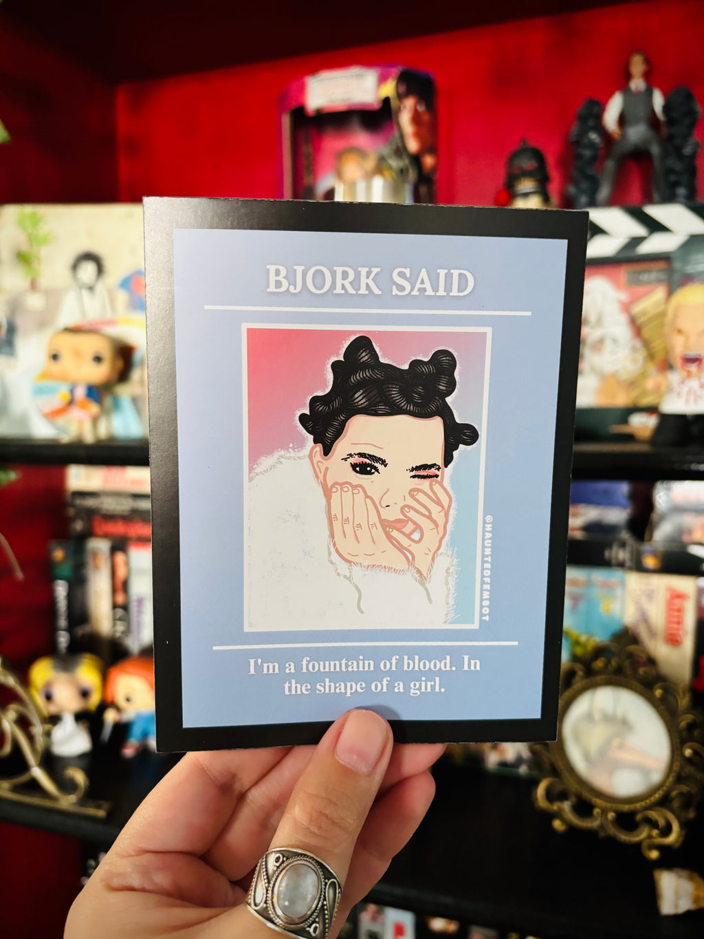 Bjork "I'm a fountain of blood. In the shape of a girl." Postcard