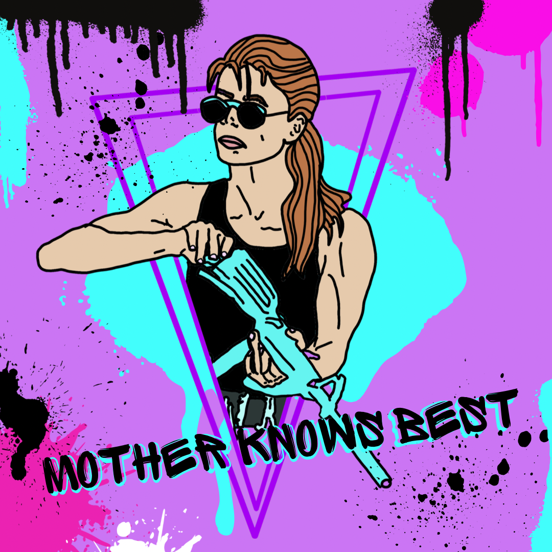 Vaporwave Sarah Connor T2 Water Bottle Sticker