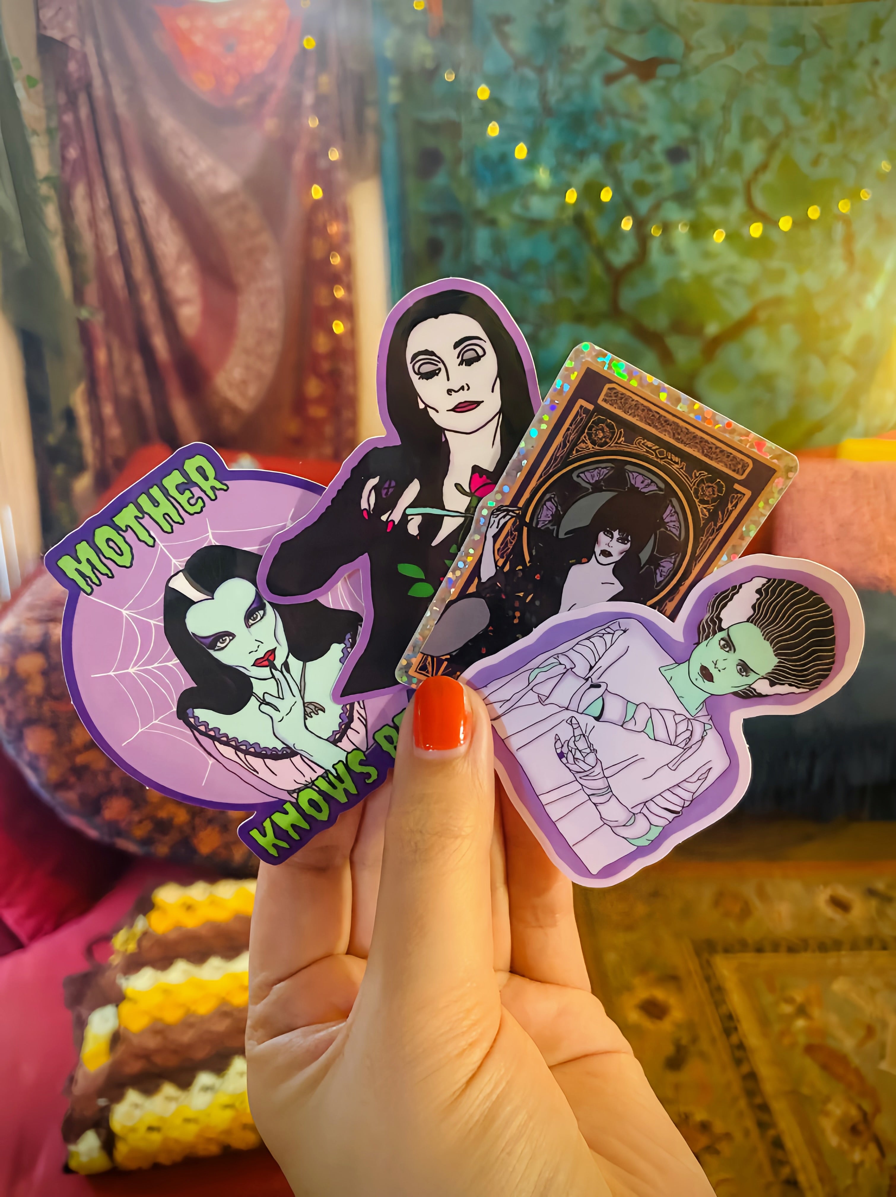 Morticia Loves Roses Water Bottle Sticker