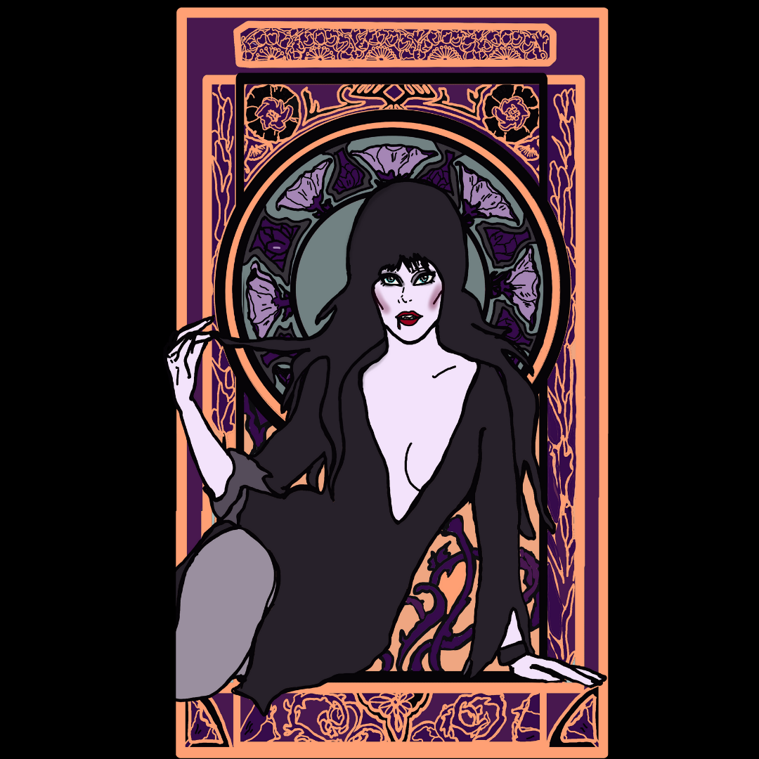 Elvira Glitter Water Bottle Sticker