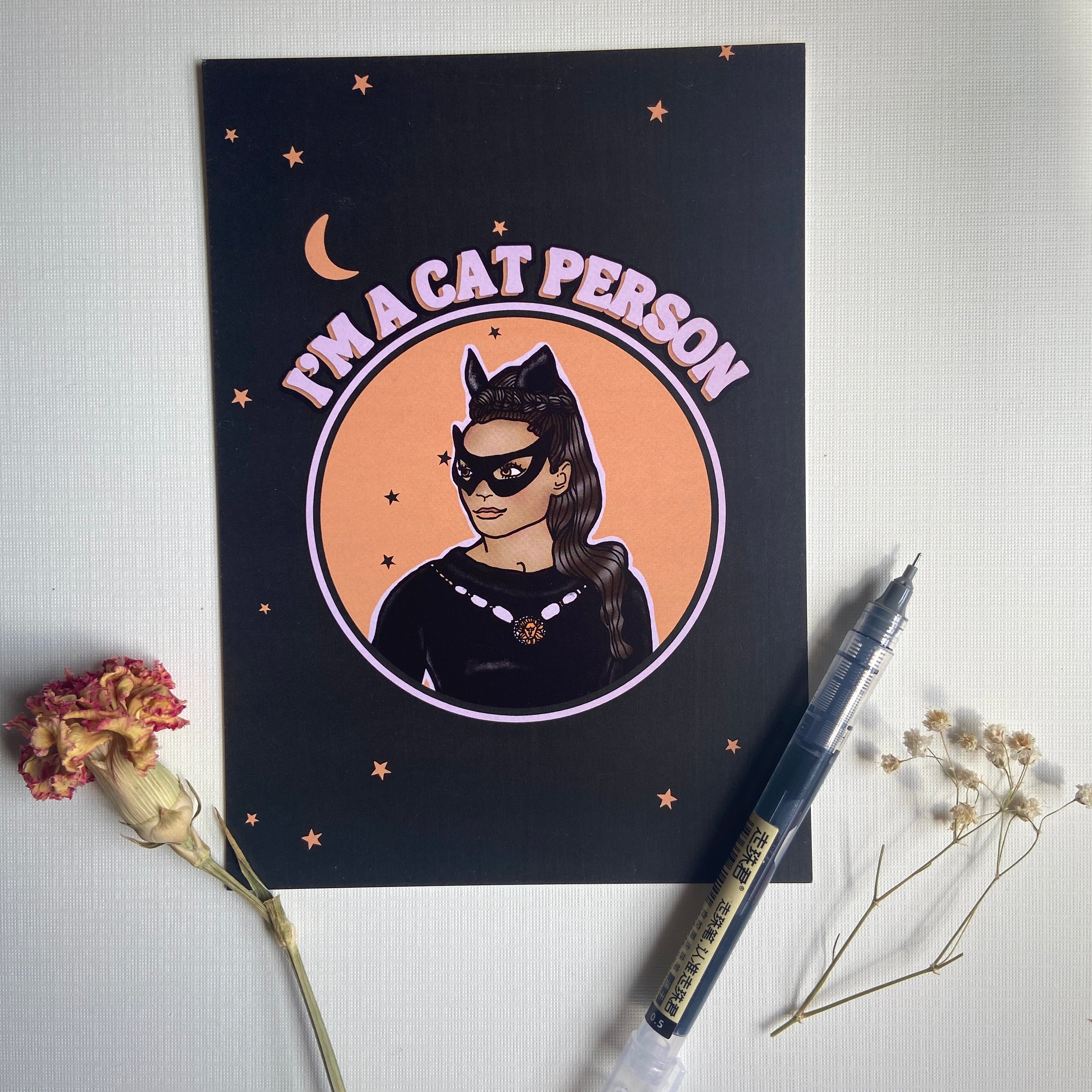 Eartha Kitt “I’m a Cat Person” Cat Woman Blank Note Card Set (4 Pack) or Single Card