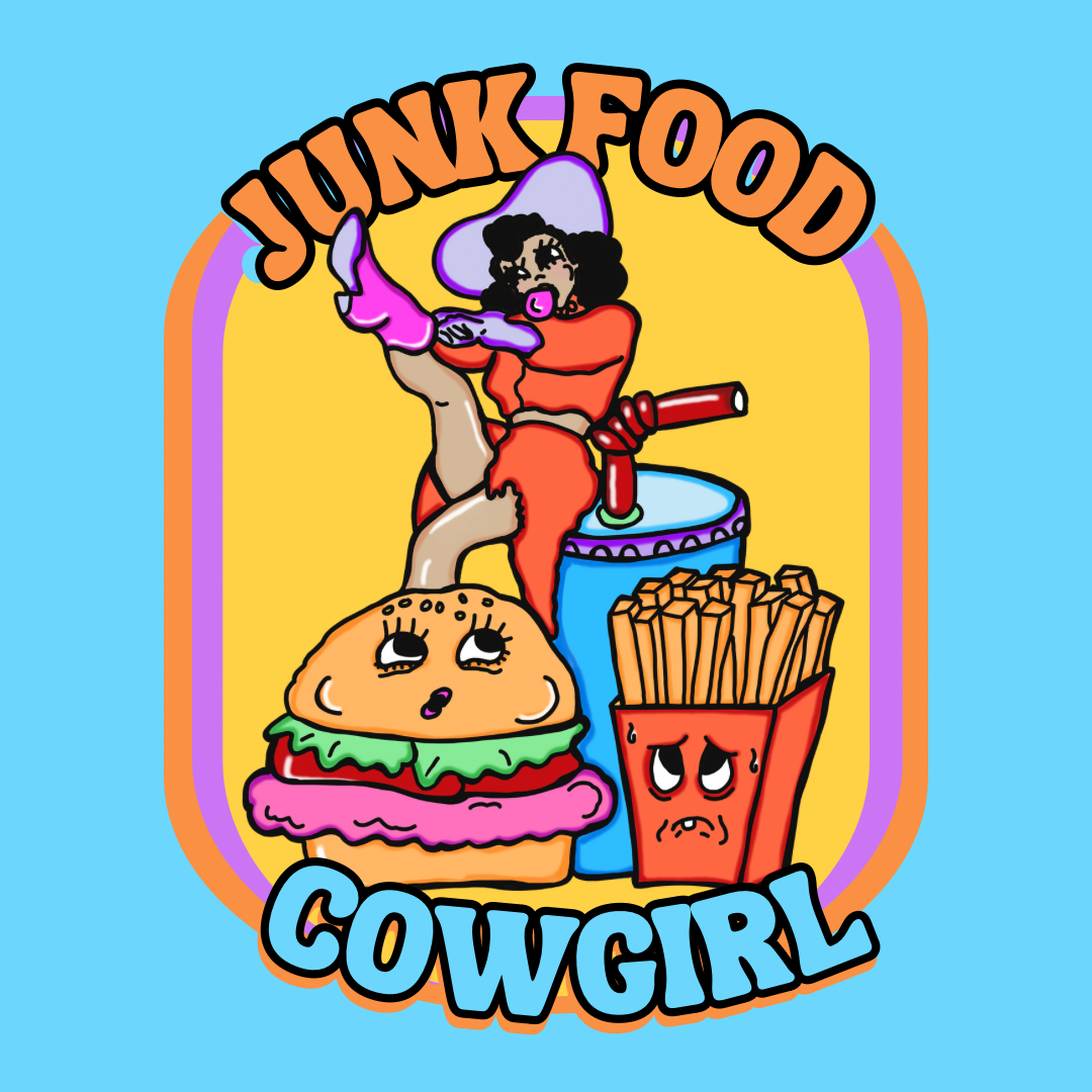 Junk Food Cowgirl Water Bottle Sticker