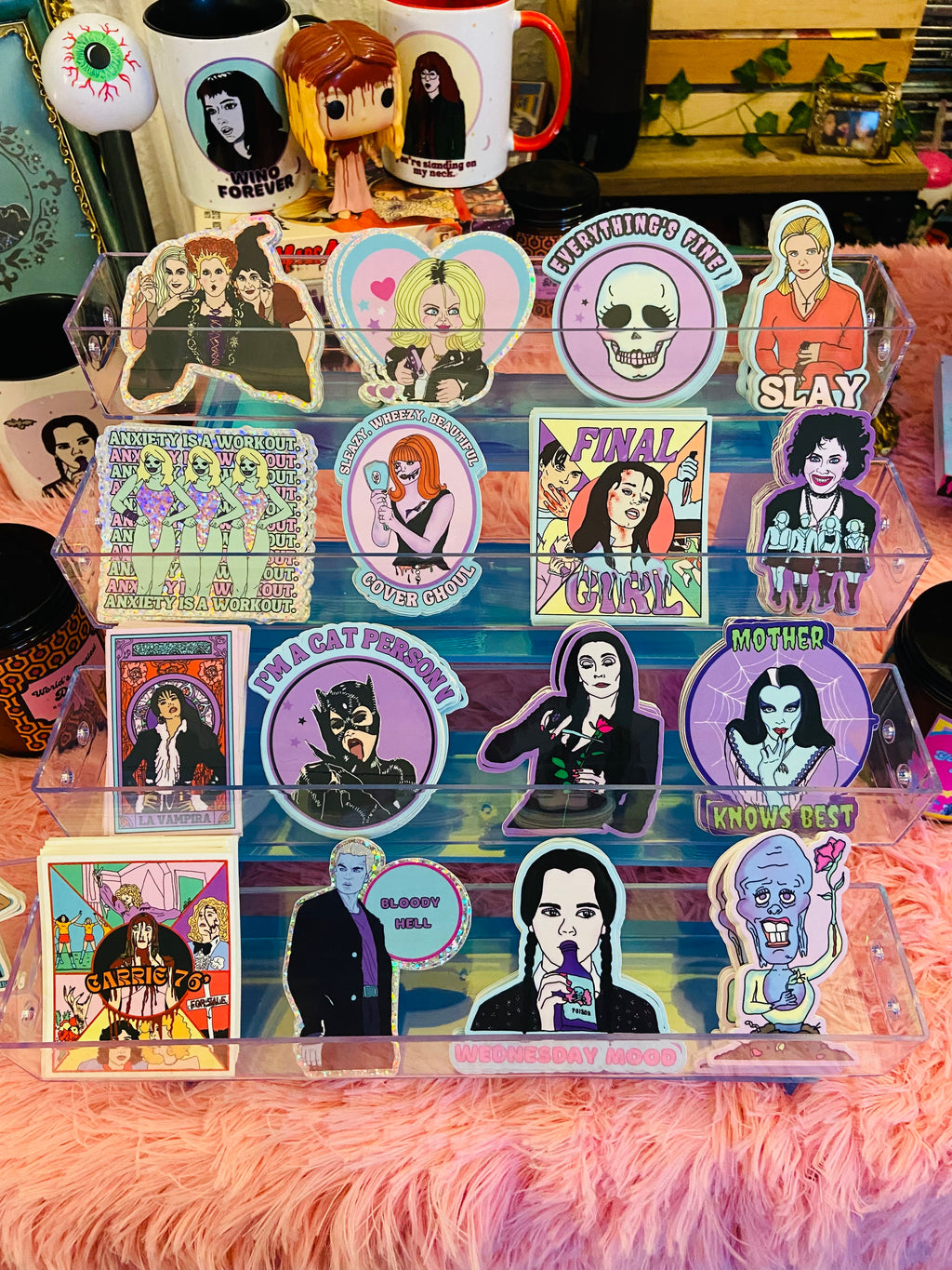 Morticia Loves Roses Water Bottle Sticker