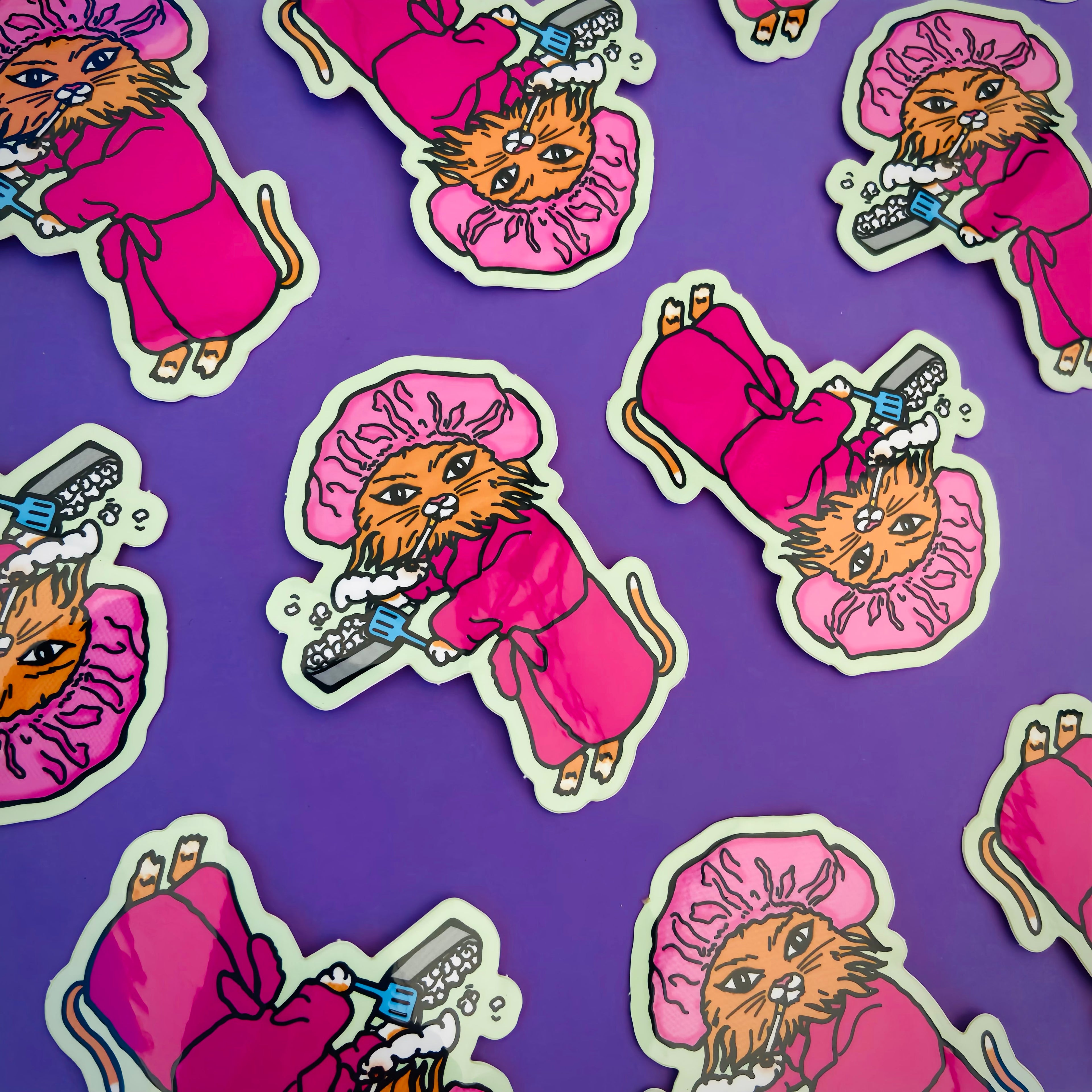 Smoking Orange Kitty Water Bottle Sticker