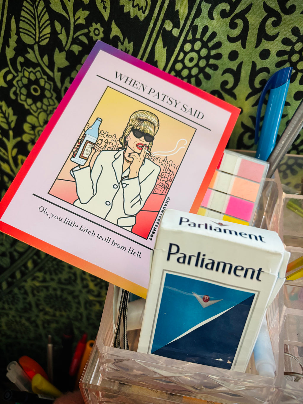 Patsy "Oh, you little bitch troll from Hell." Ab Fab Postcard