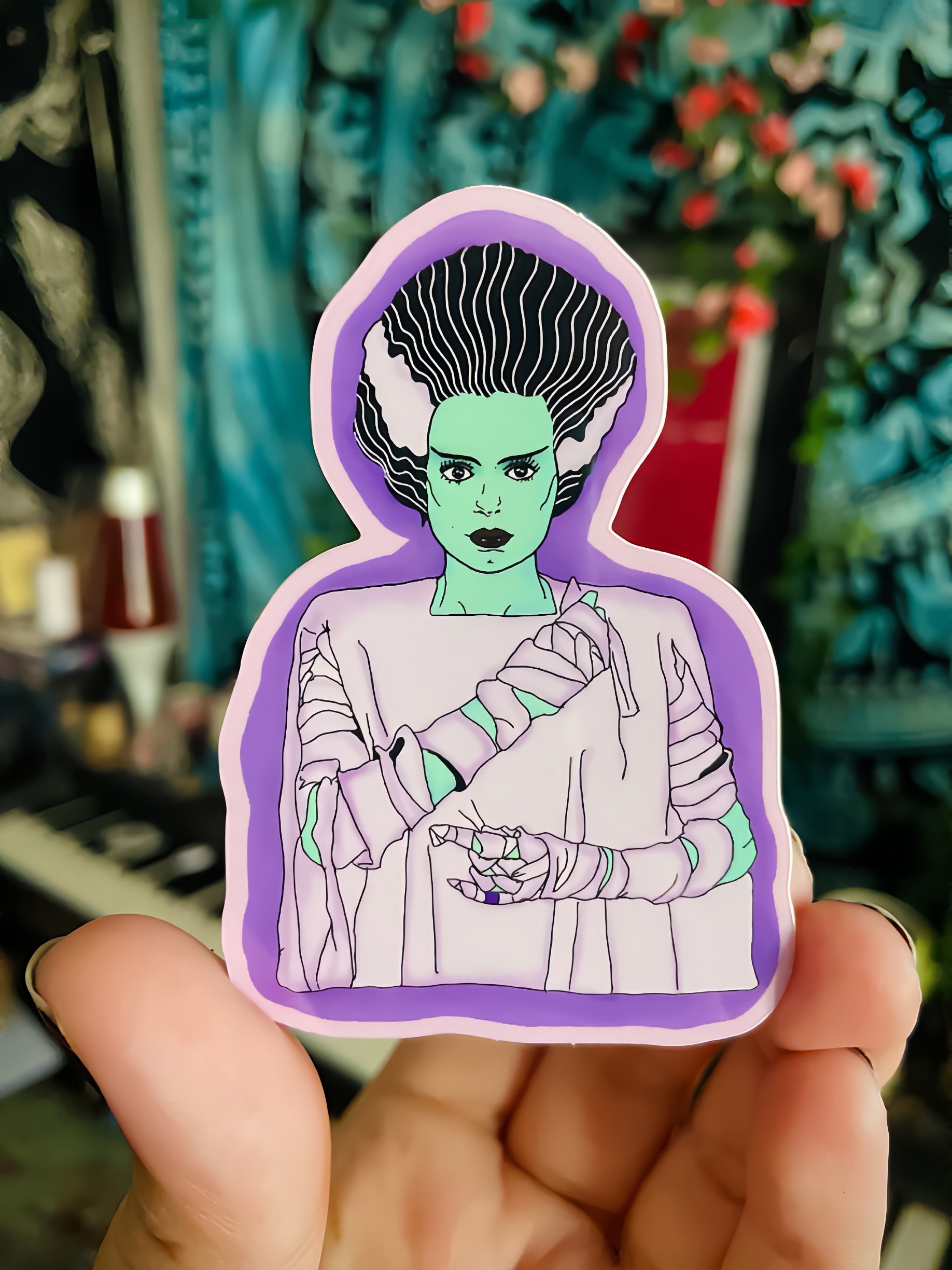 Bride of Frankenstein Water Bottle Sticker