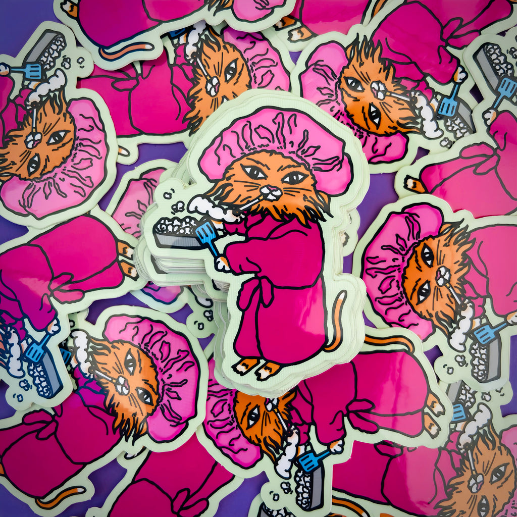 Smoking Orange Kitty Water Bottle Sticker