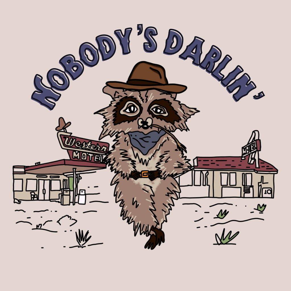 Cowboy Raccoon "Nobody's Darlin'" Water Bottle Sticker