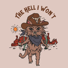 Load image into Gallery viewer, Sassy Cowboy Kitty &quot;The Hell I Won&#39;t&quot; Water Bottle Sticker
