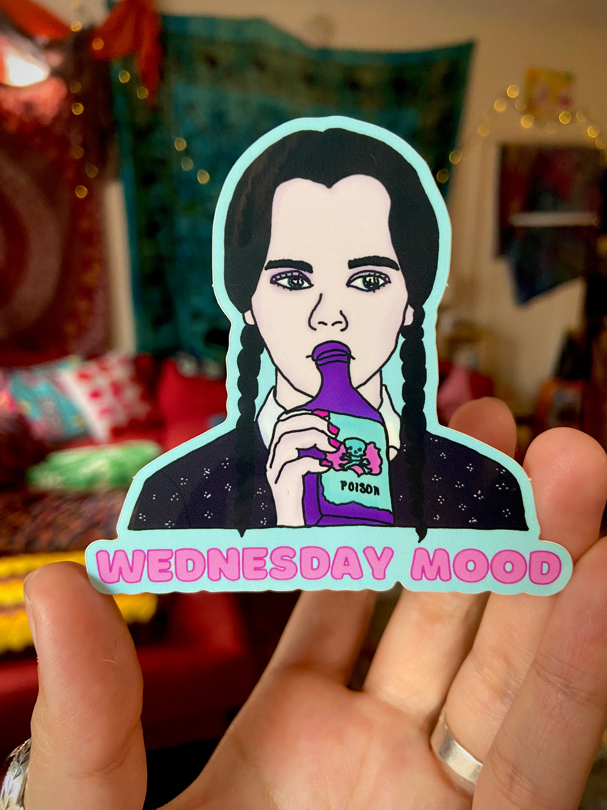“Wednesday Mood” Wednesday Addams Water Bottle Sticker