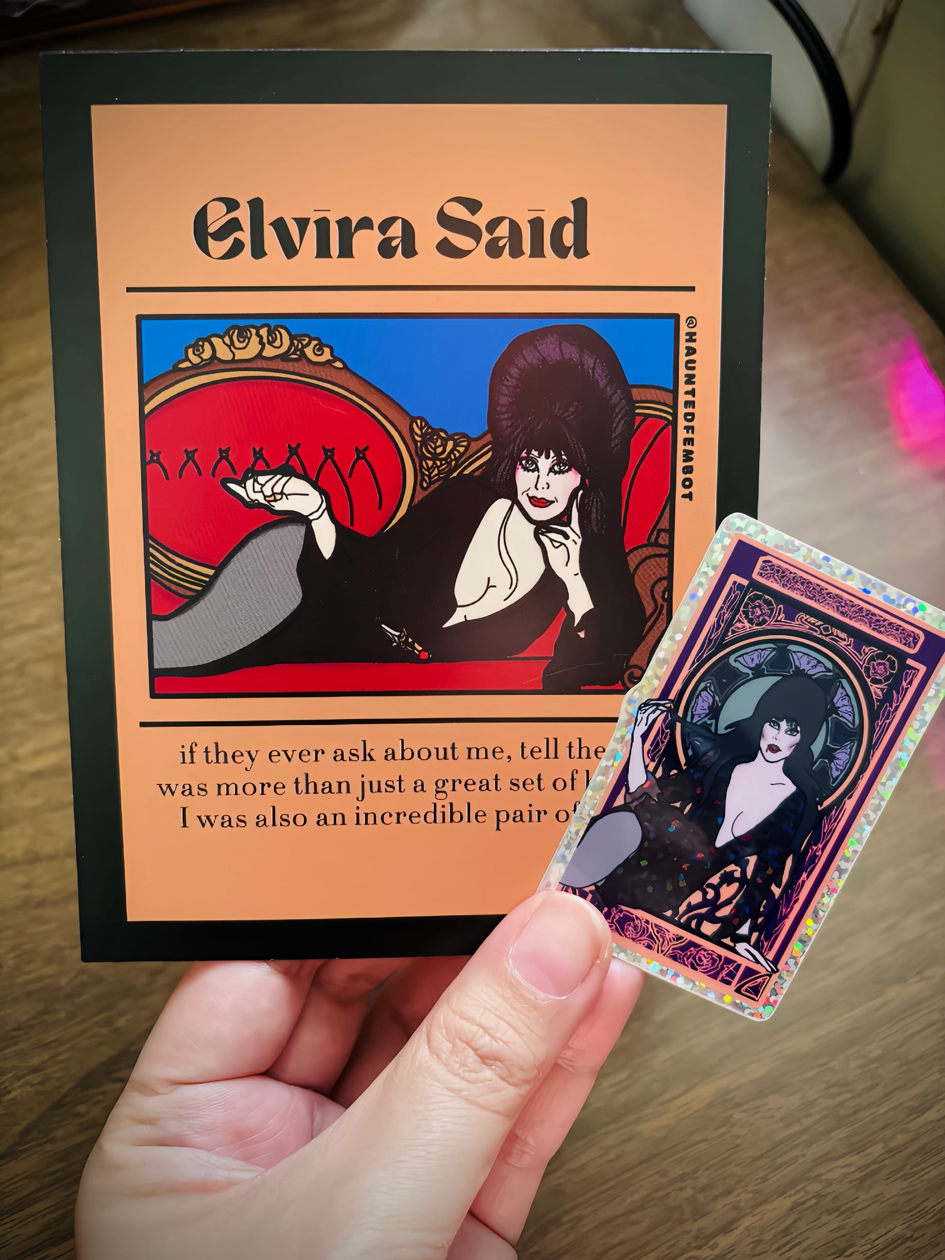 Elvira Glitter Water Bottle Sticker