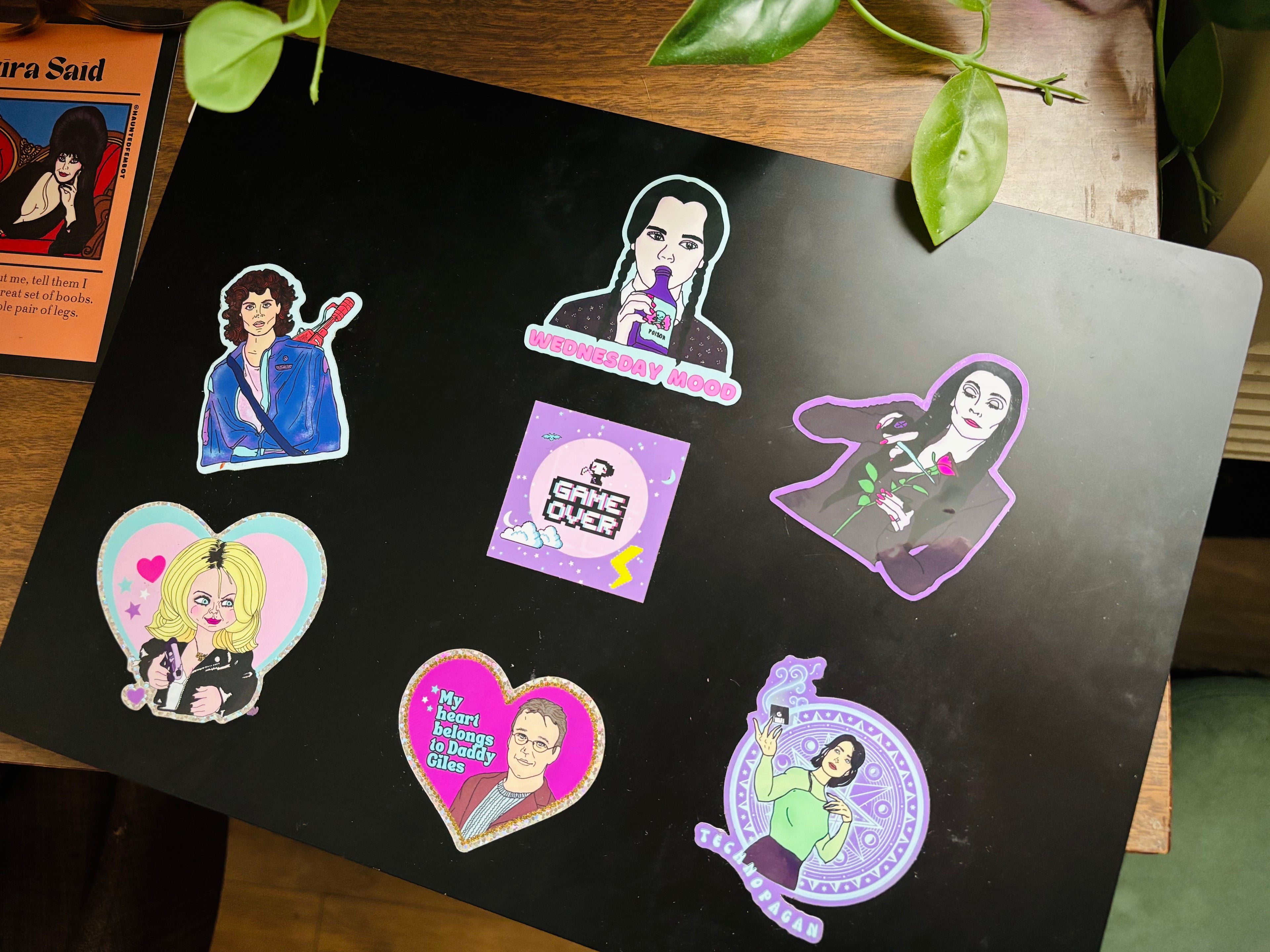 Morticia Loves Roses Water Bottle Sticker