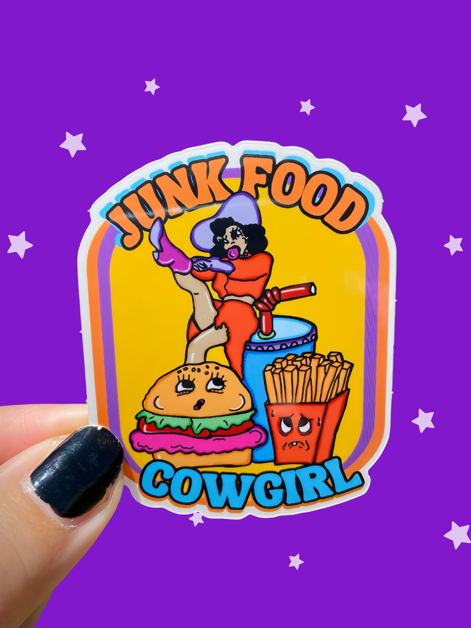 Junk Food Cowgirl Water Bottle Sticker