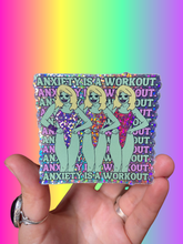 Load image into Gallery viewer, "Anxiety is a Workout" Glitter Water Bottle Sticker
