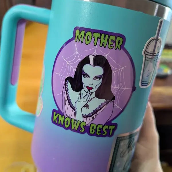 “Mother Knows Best” Lily Munster Water Bottle Sticker