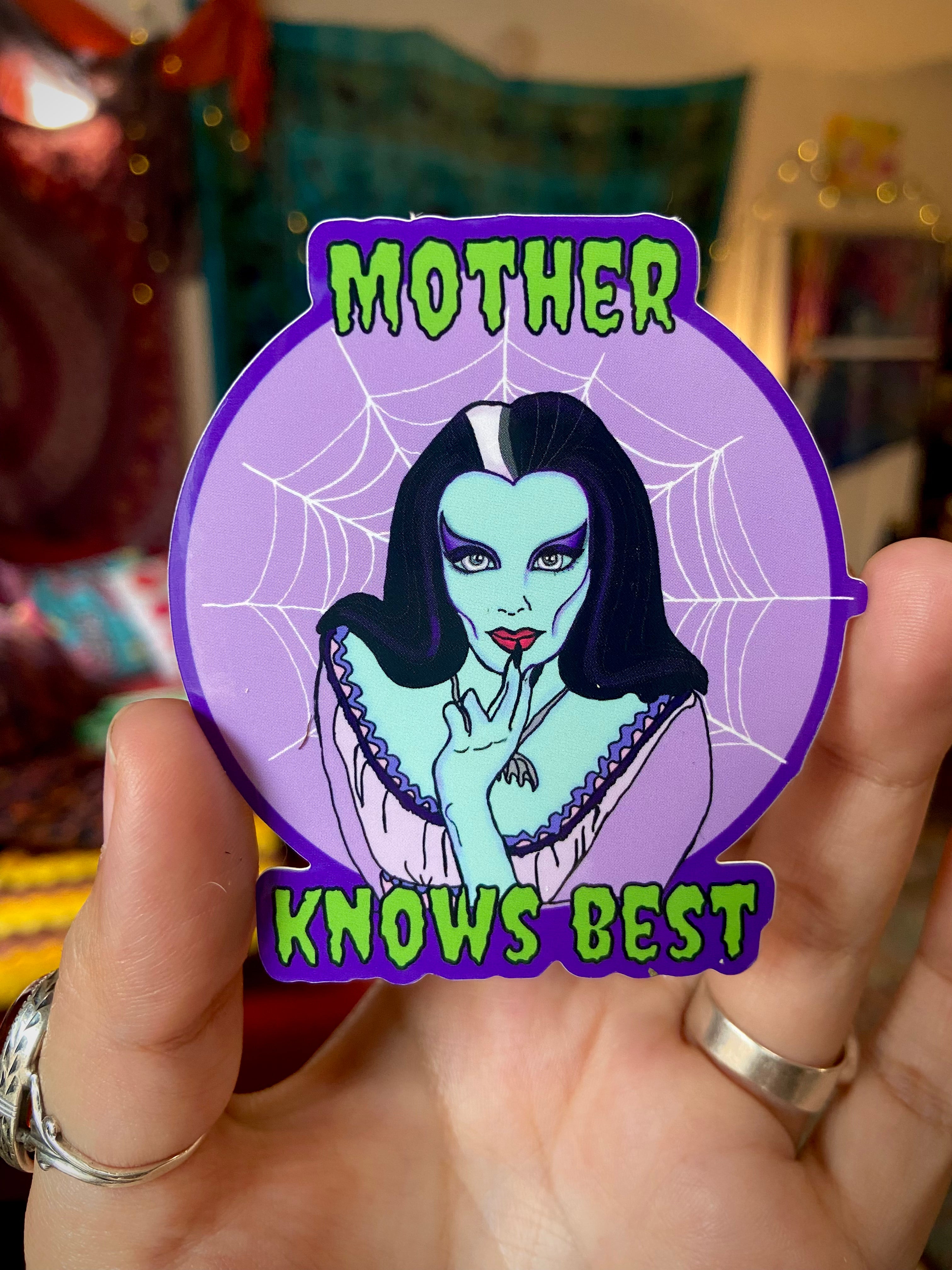 “Mother Knows Best” Lily Munster Water Bottle Sticker
