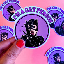 Load image into Gallery viewer, “I’m a Cat Person” Catwoman Water Bottle Sticker
