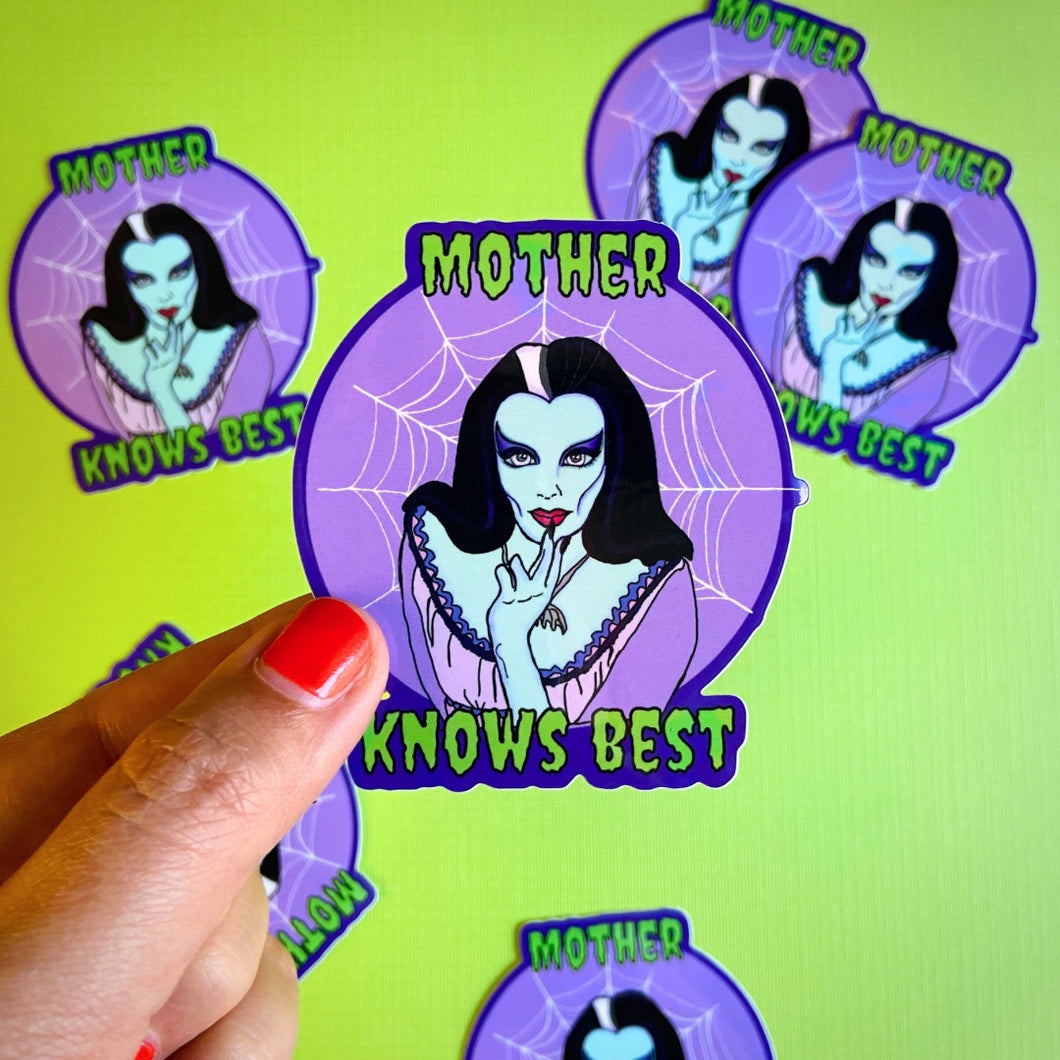 “Mother Knows Best” Lily Munster Water Bottle Sticker