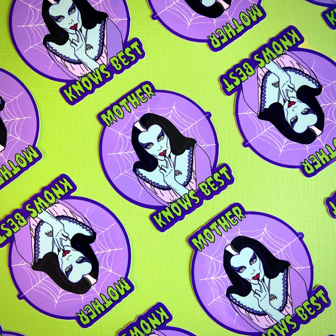 “Mother Knows Best” Lily Munster Water Bottle Sticker